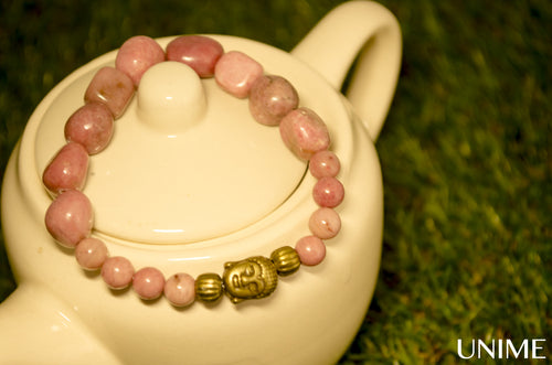 Buddha Peachy Rhodonite Bracelet - Unime Crystal Jewellery Shop - Semi-precious gemstone bracelets and necklaces - offer lucky charms