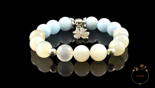 Lengjing – Calm aquamarine and Moonstone Bracelet