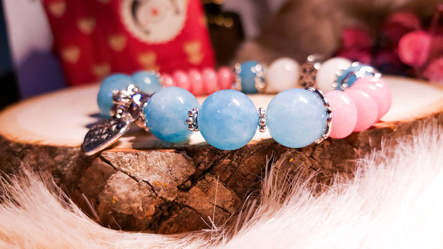Blue Quartz and Rhodochrosite bracelet