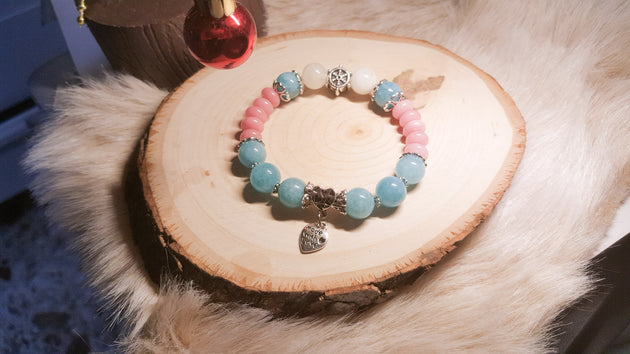 Blue Quartz and Rhodochrosite bracelet