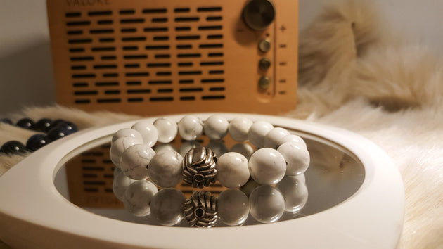 Couple White Howlite and Blue Sodalite bracelet