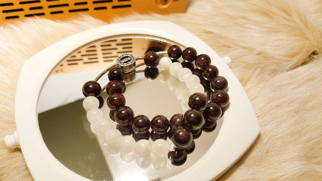 Moonstone and Garnet Wrap Bracelet